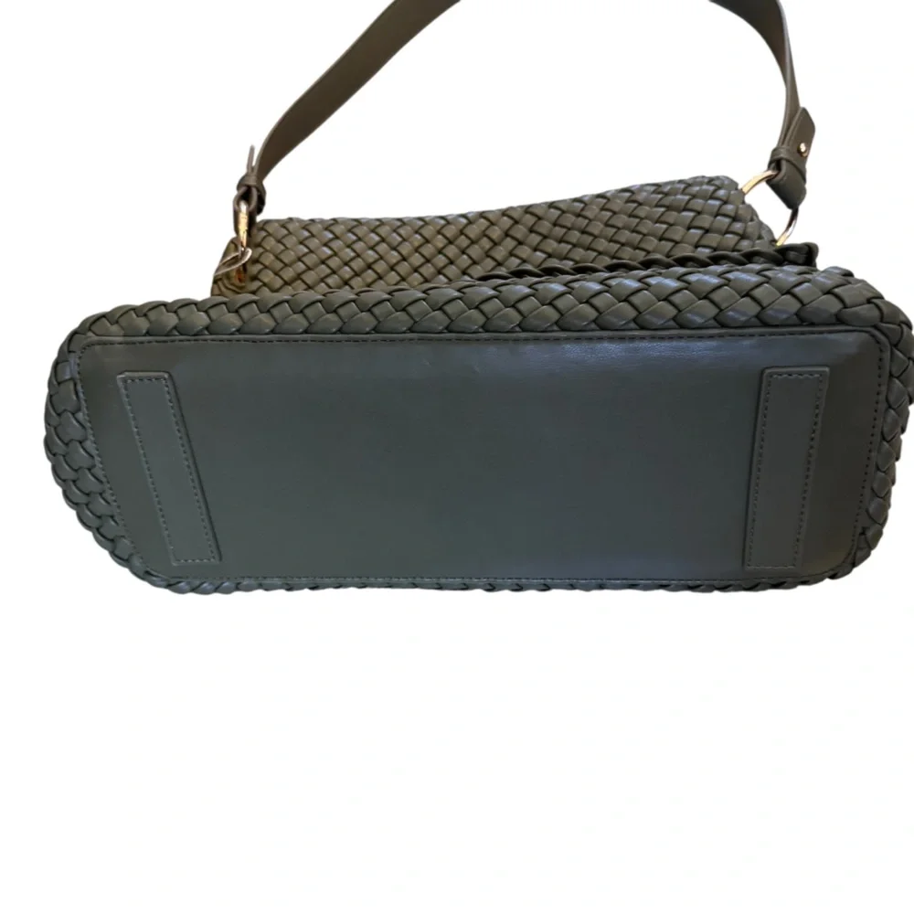 NWT Anthropologie Olive Green Woven Shoulder Bag - Picture 3 of 7